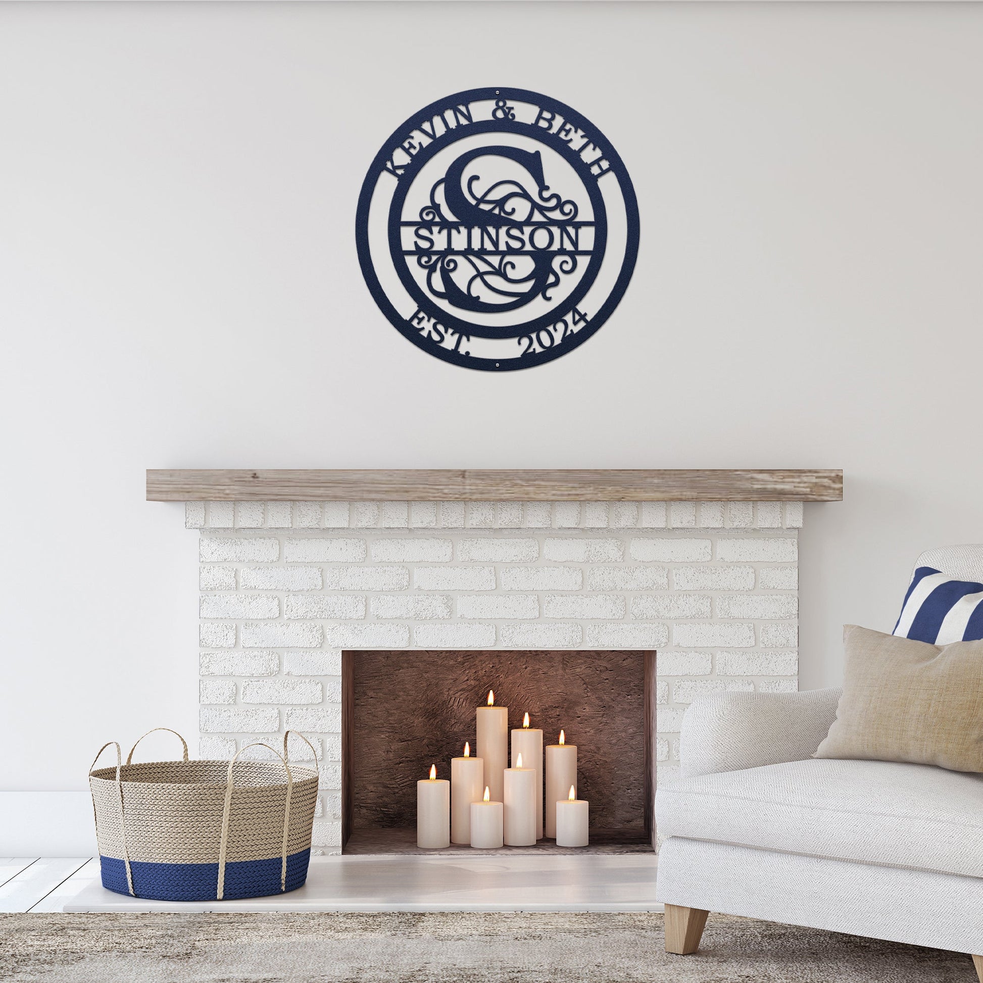 Couple’s Monogram Established Sign – Custom Metal Wall Art Family Sign House Sensations Art