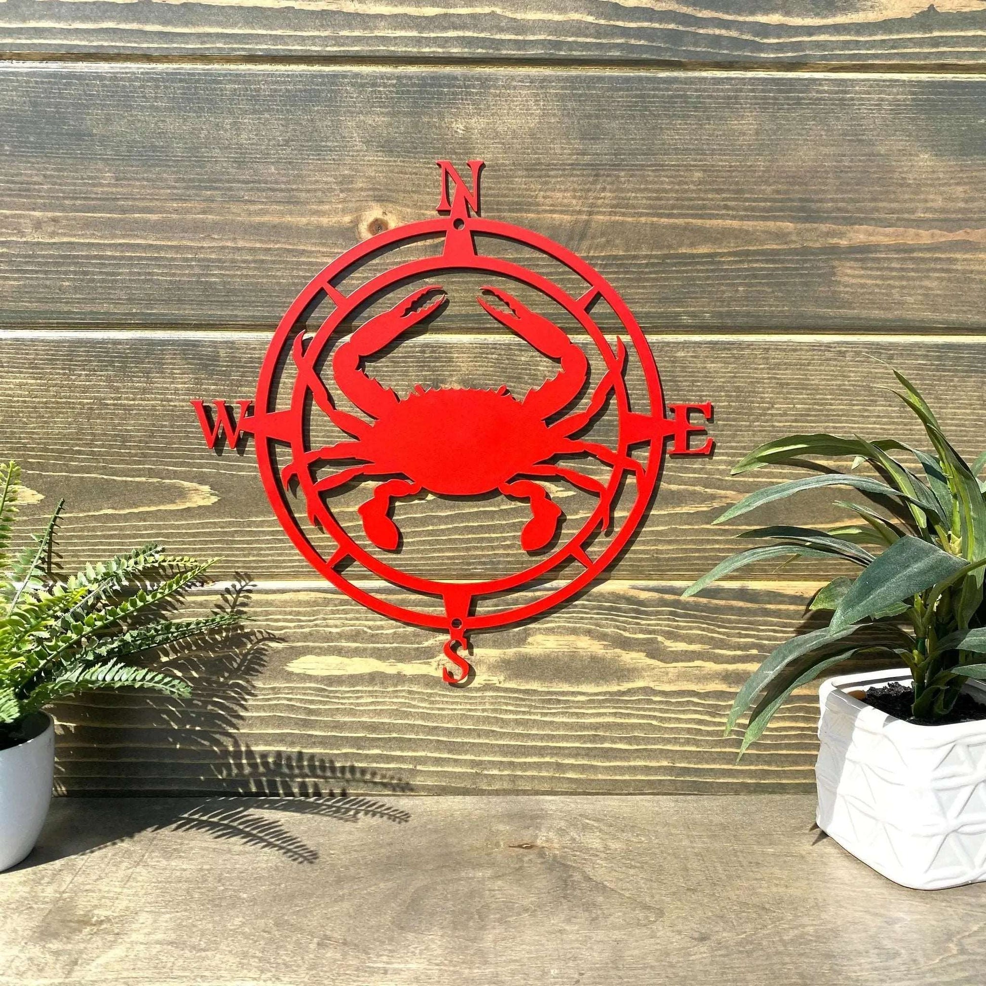 Crab Compass Wall Décor Personalized GPS Coordinates - Personalized Nautical Wall Art, Family Name & Date - Indoor Outdoor Metal Decor, Housewarming or Wedding Gift for Couples - HouseSensationsArt