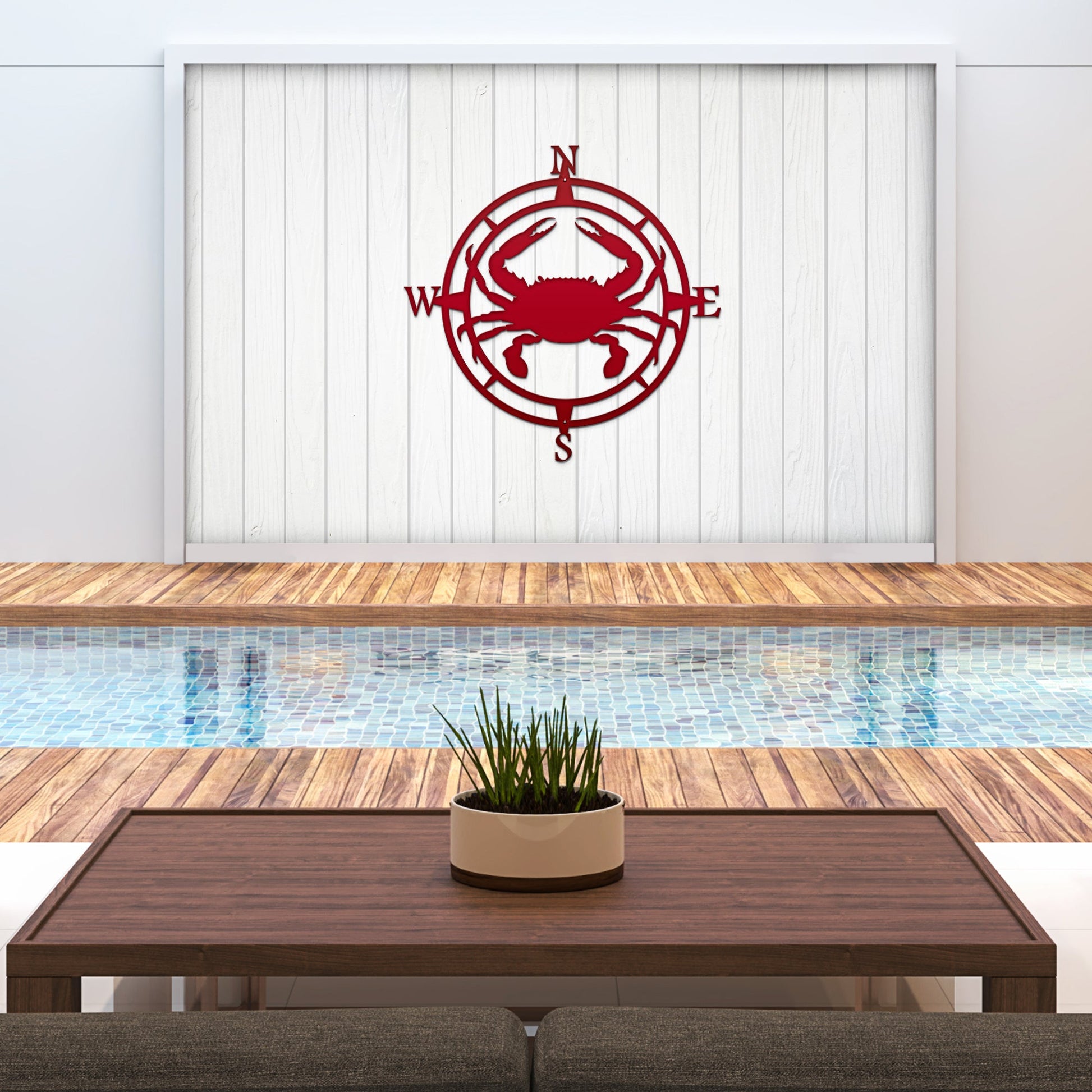 Crab Compass Wall Décor Personalized GPS Coordinates - Personalized Nautical Wall Art, Family Name & Date - Indoor Outdoor Metal Decor, Housewarming or Wedding Gift for Couples - HouseSensationsArt