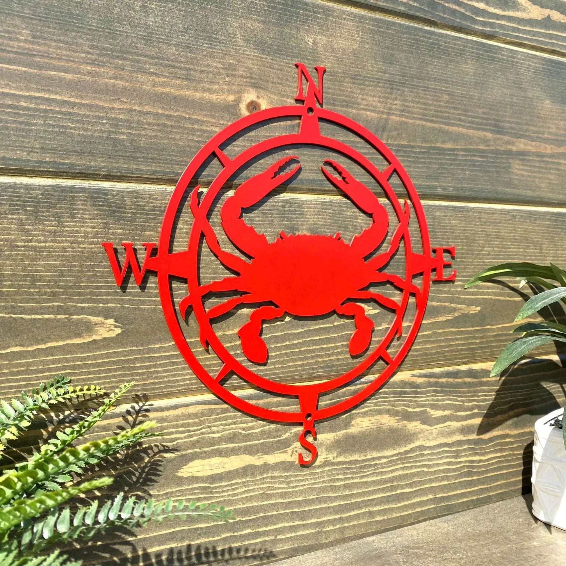Crab Compass Wall Décor Personalized GPS Coordinates - Personalized Nautical Wall Art, Family Name & Date - Indoor Outdoor Metal Decor, Housewarming or Wedding Gift for Couples - HouseSensationsArt