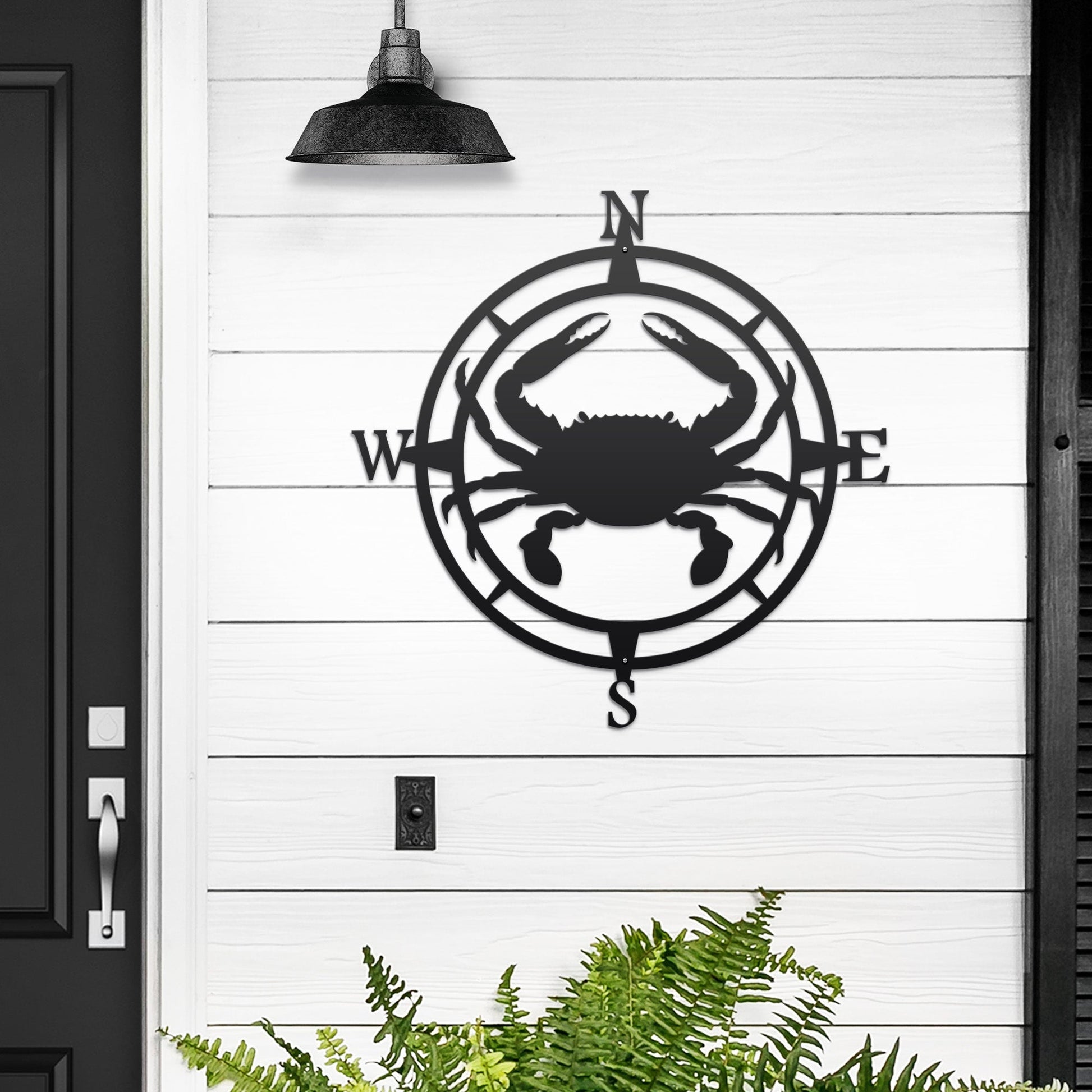 Crab Compass Wall Décor Personalized GPS Coordinates - Personalized Nautical Wall Art, Family Name & Date - Indoor Outdoor Metal Decor, Housewarming or Wedding Gift for Couples - HouseSensationsArt