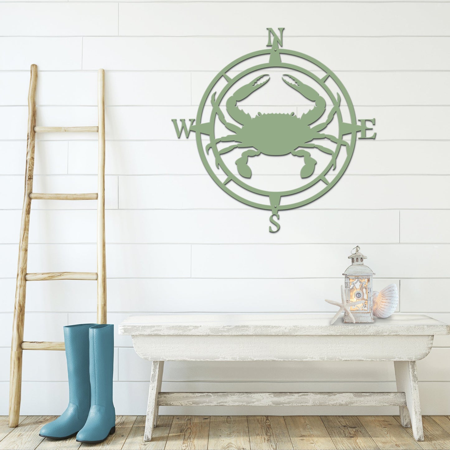 Crab Compass Wall Décor Personalized GPS Coordinates - Personalized Nautical Wall Art, Family Name & Date - Indoor Outdoor Metal Decor, Housewarming or Wedding Gift for Couples - HouseSensationsArt