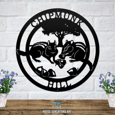 Custom metal Chipmunk Crossing sign, decorative outdoor wall art with 