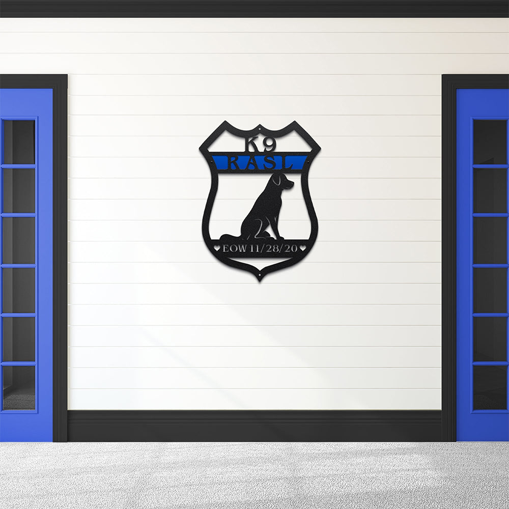 Custom Dog House Sign - Personalized K9 Metal Plaque for Kennels - HouseSensationsArt