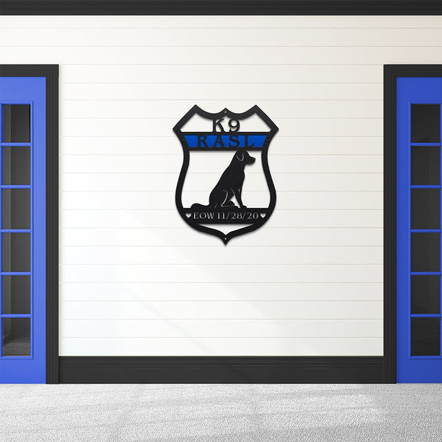 Custom Dog House Sign - Personalized K9 Metal Plaque for Kennels - HouseSensationsArt