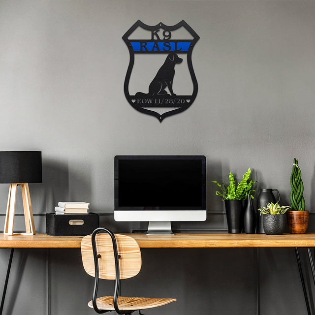 Custom Dog House Sign - Personalized K9 Metal Plaque for Kennels - HouseSensationsArt