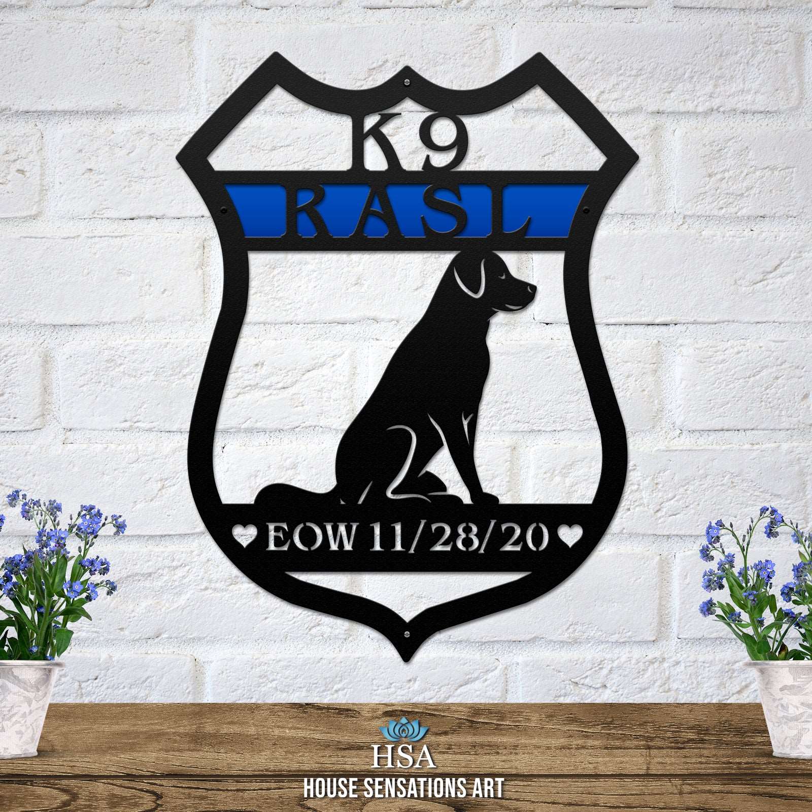 Custom Dog House Sign - Personalized K9 Metal Plaque for Kennels - HouseSensationsArt