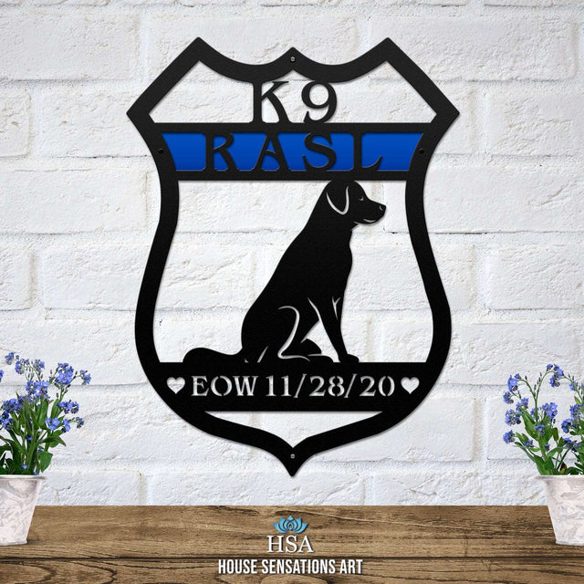 Custom Dog House Sign - Personalized K9 Metal Plaque for Kennels - HouseSensationsArt
