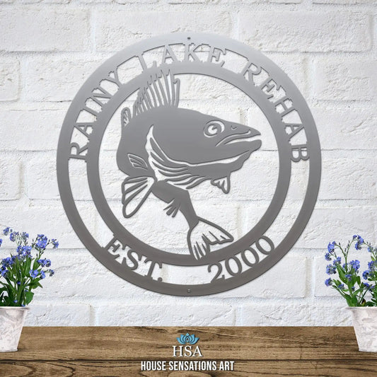 Custom Fish Address Sign – Walleye Cabin Decor for Outdoor Living - HouseSensationsArt
