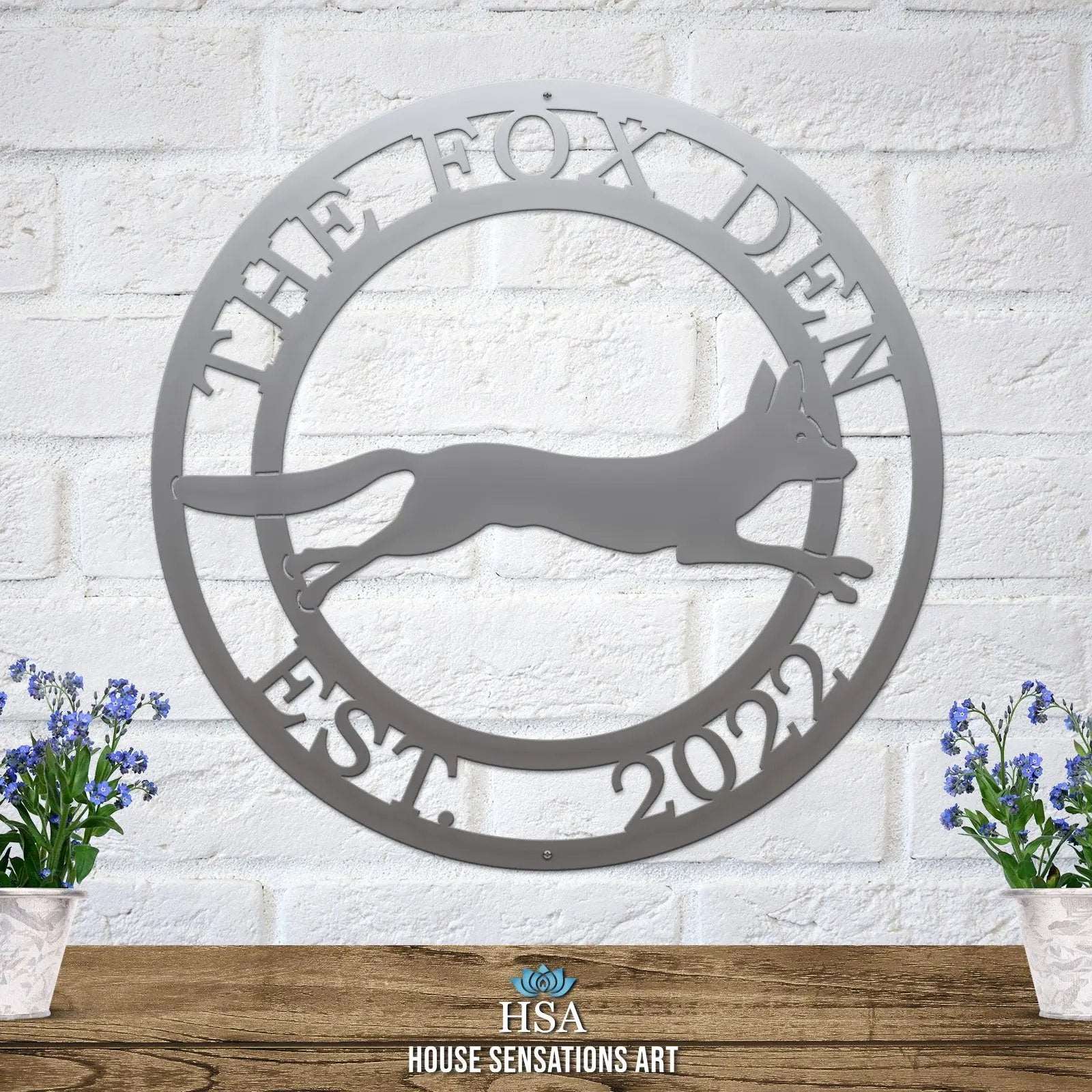Custom Fox House Sign with Farm or Ranch Name in Rustic Style - HouseSensationsArt