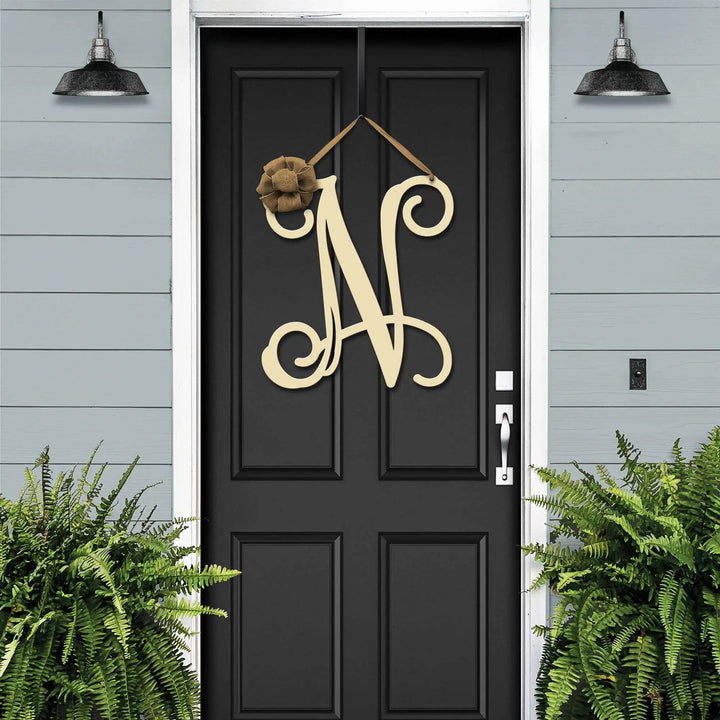 House personalized metal initial door wreath