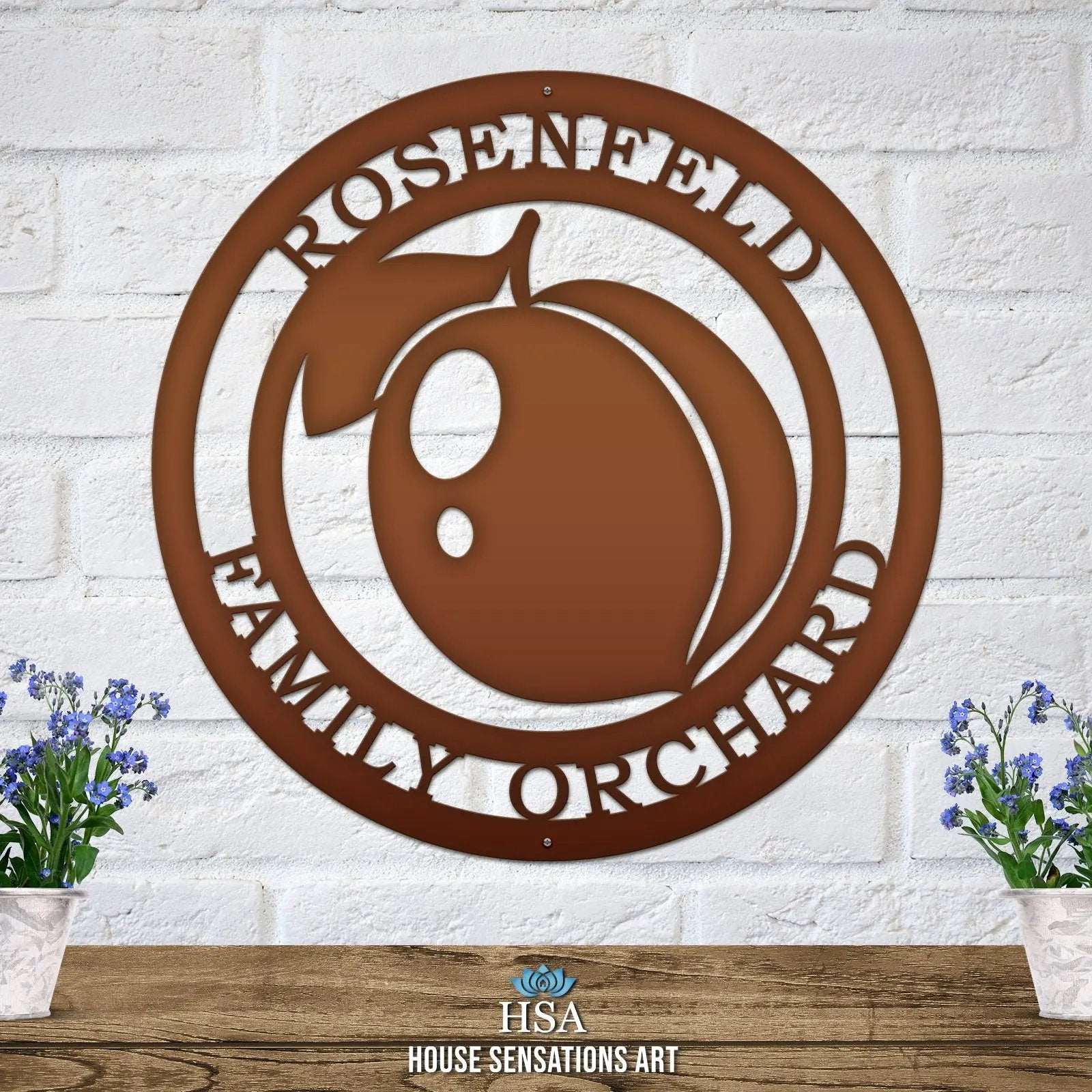 Custom Georgia Peach metal sign – personalized family wall decor for home entryway or outdoor display