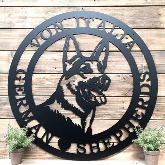 Custom German Shepherd Metal Sign for Home, Yard, or Kennel Decor - HouseSensationsArt