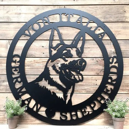 Custom German Shepherd Metal Sign for Home, Yard, or Kennel Decor - HouseSensationsArt