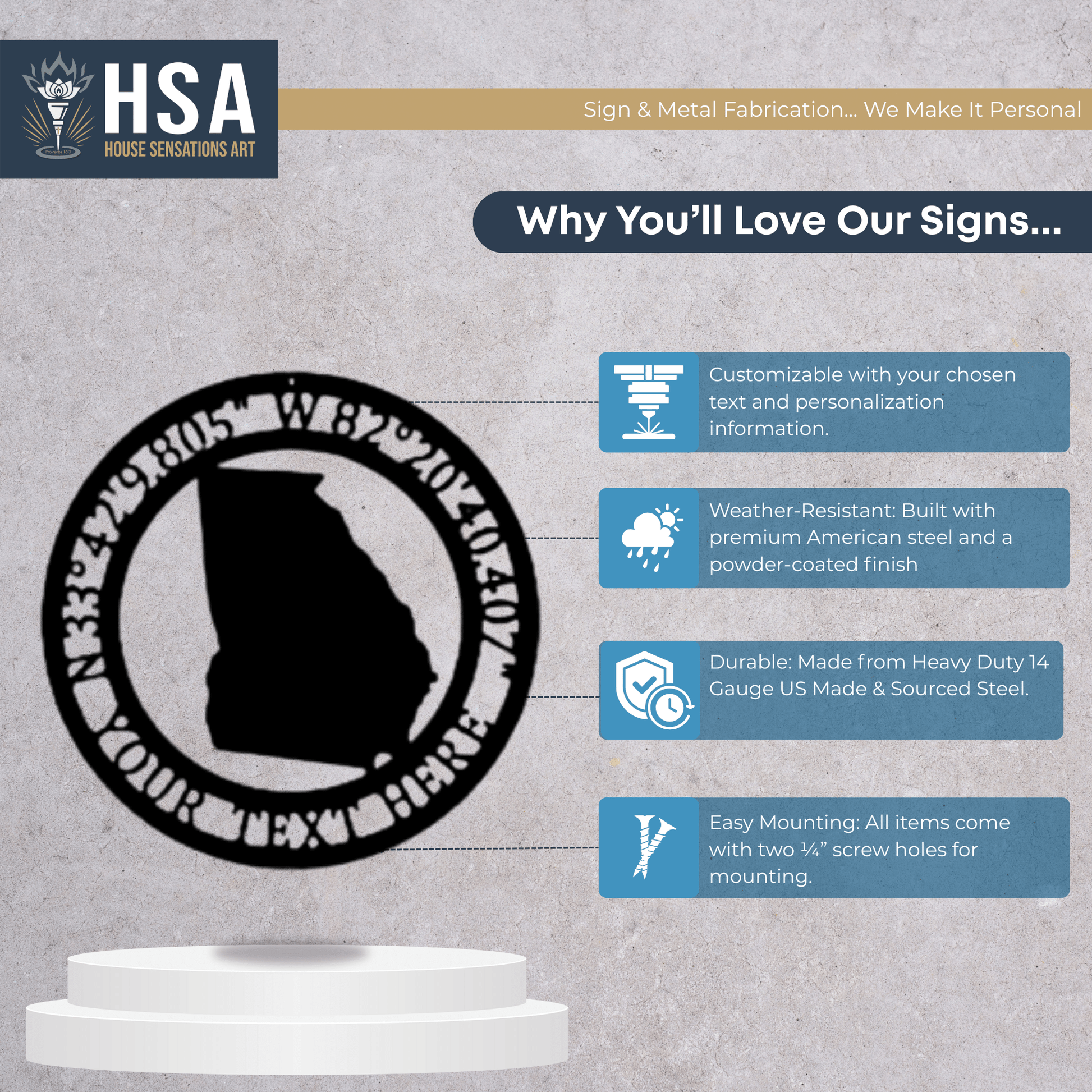 Custom GPS Coordinates Sign – Personalized Metal Wall Decor - HouseSensationsArt