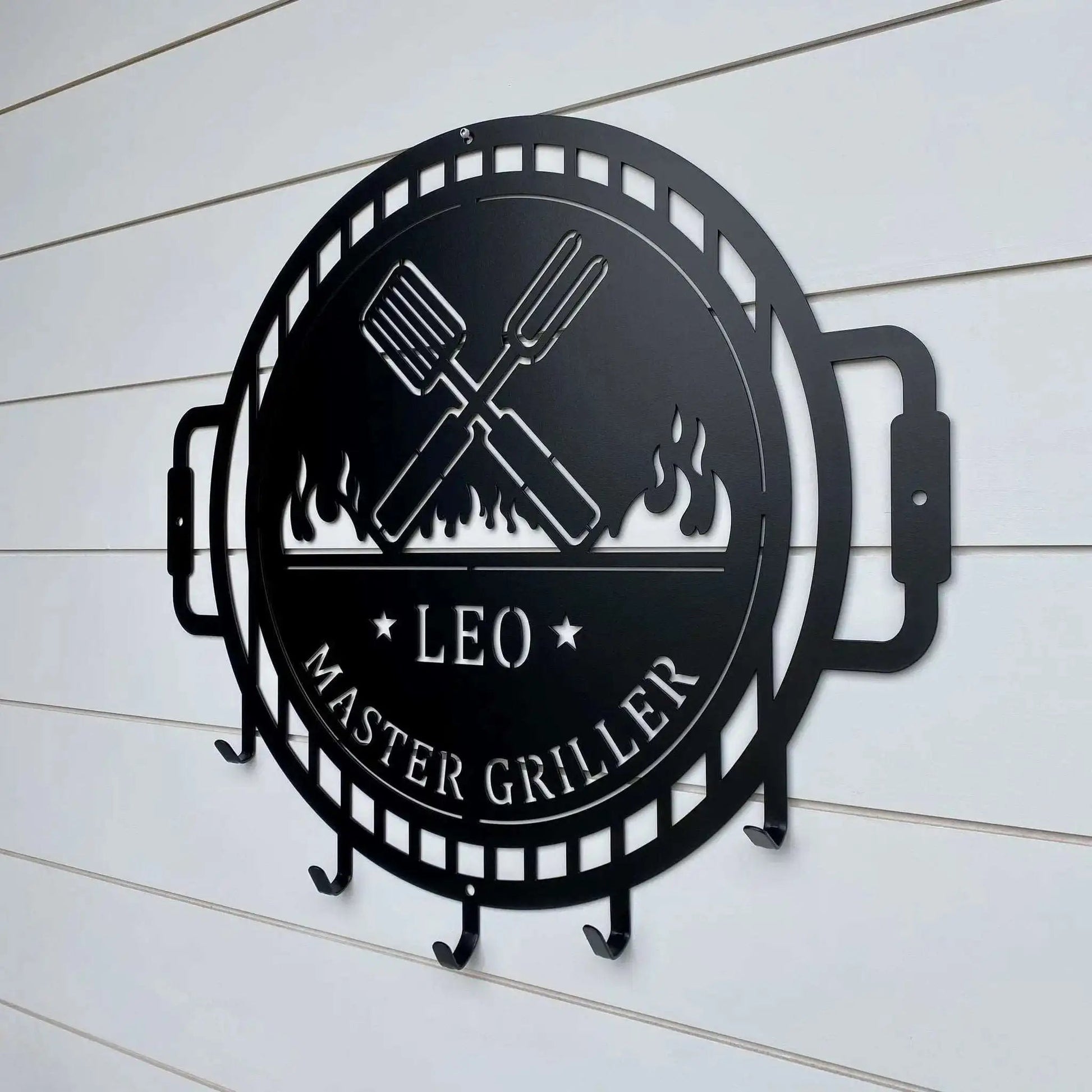 Custom Grill Sign with Hooks for BBQ Tools and Outdoor Kitchens - HouseSensationsArt