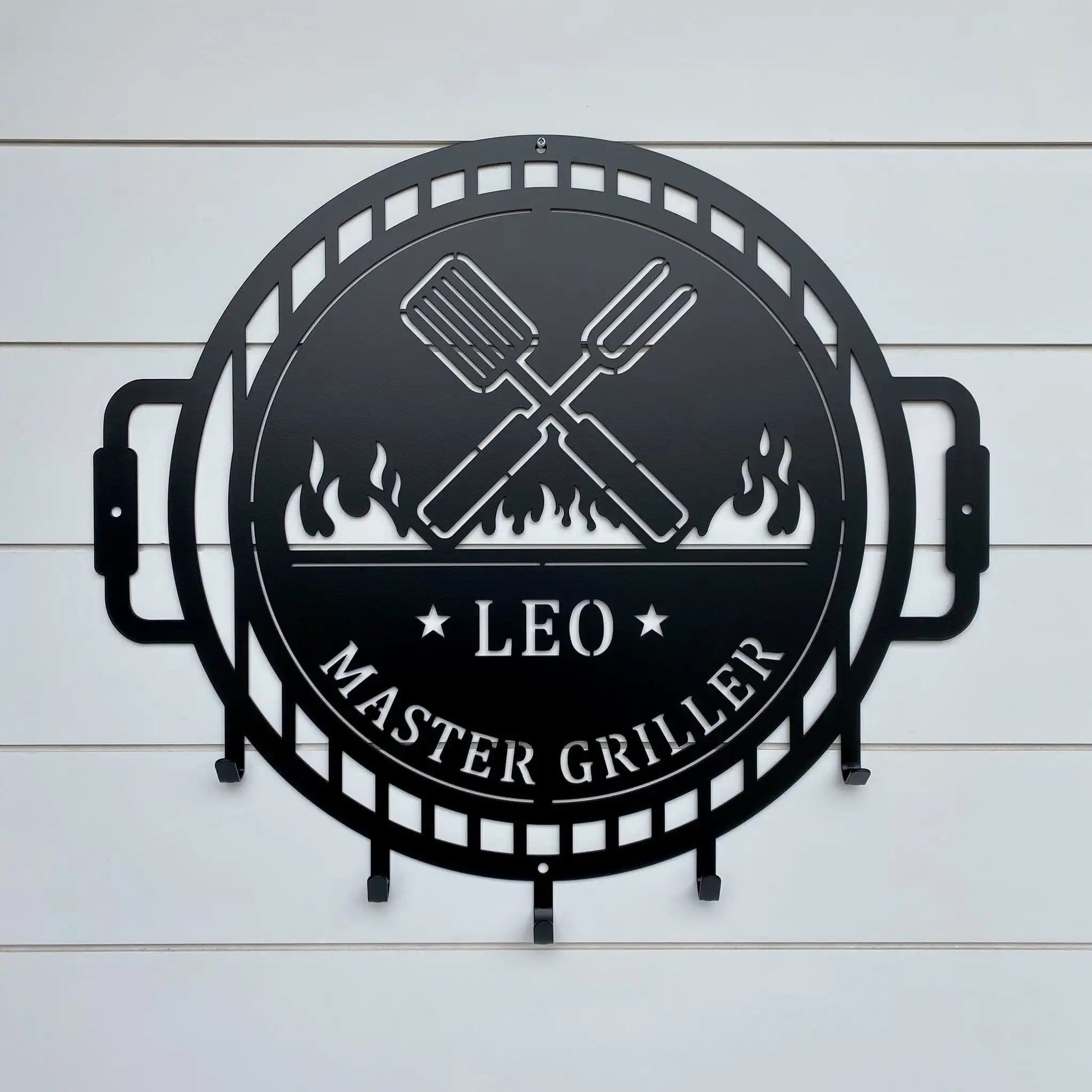 Custom Grill Sign with Hooks for BBQ Tools and Outdoor Kitchens - HouseSensationsArt