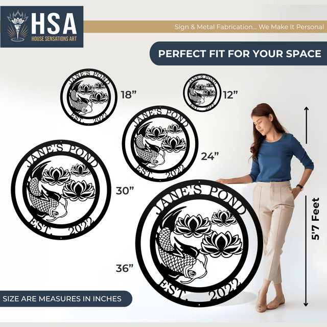 Custom Koi and Lotus Flower Metal Art – Zen Decor for Any Space - HouseSensationsArt