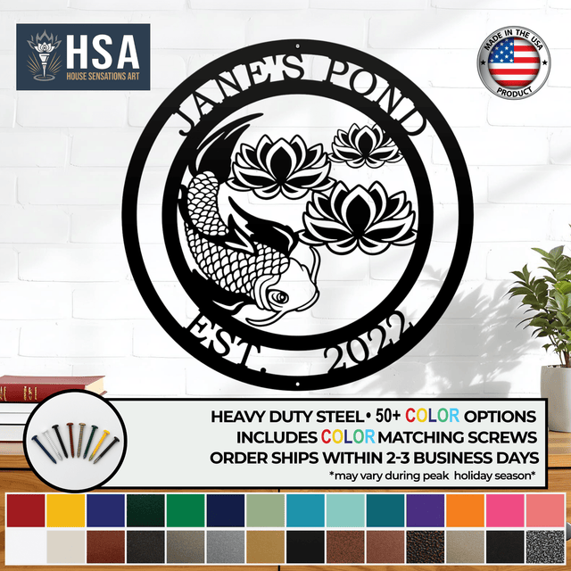 Custom Koi and Lotus Flower Metal Art – Zen Decor for Any Space - HouseSensationsArt