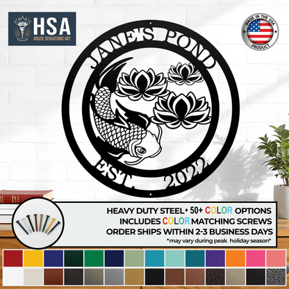 Custom Koi and Lotus Flower Metal Art – Zen Decor for Any Space - HouseSensationsArt