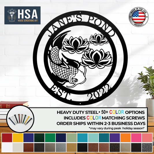 Custom Koi and Lotus Flower Metal Art – Zen Decor for Any Space - HouseSensationsArt