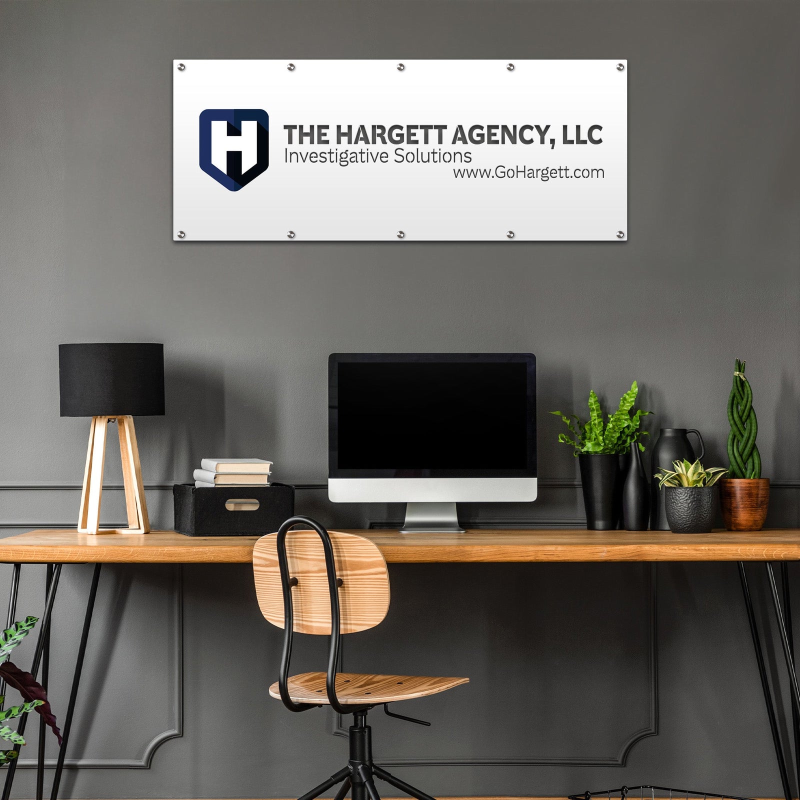 Custom laser cut and UV printed metal logo sign, perfect for branding, office, or storefront decoration
