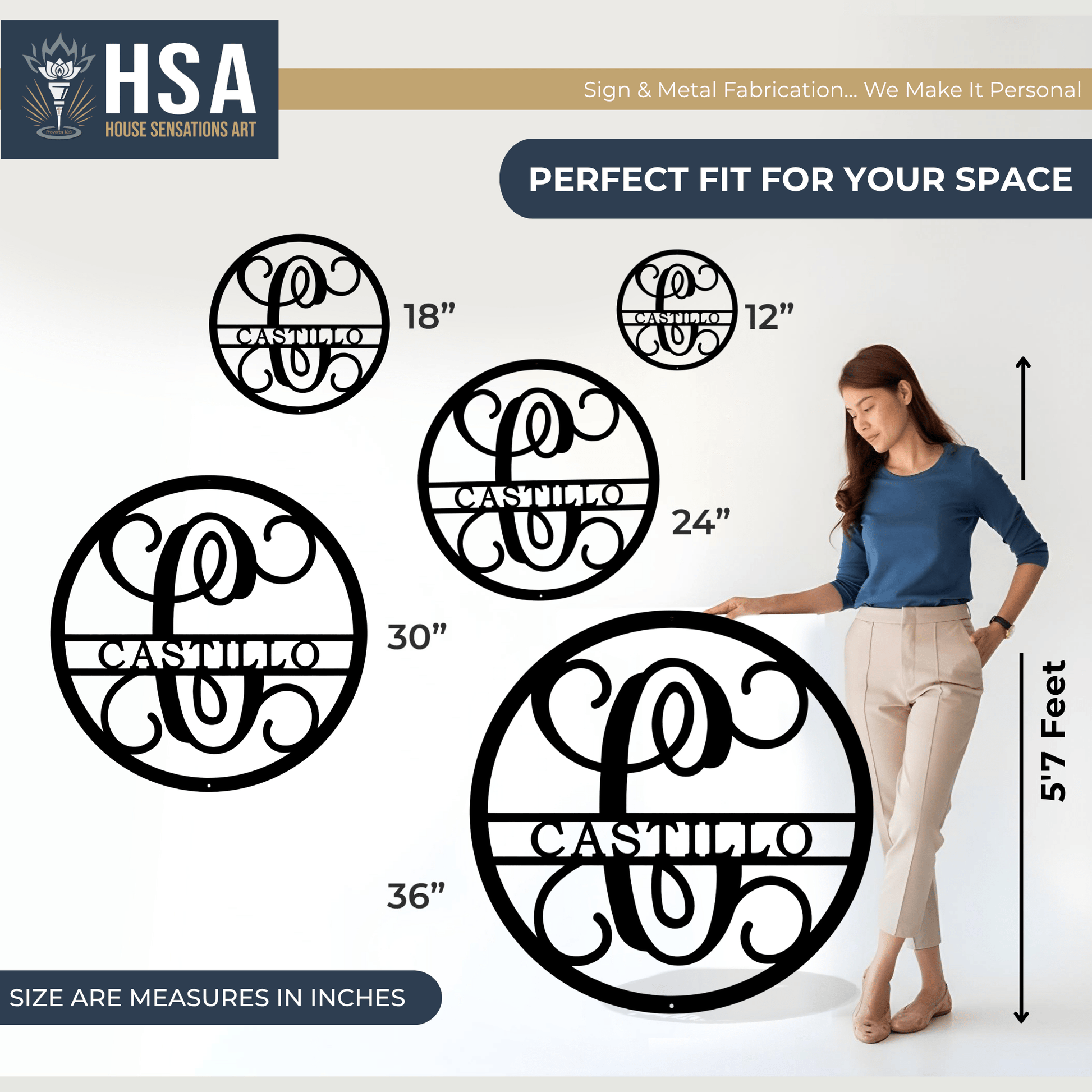 Custom Last Name Monogram Sign – Personalized Wall Decor - HouseSensationsArt