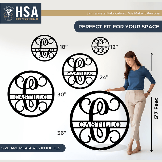 Custom Last Name Monogram Sign – Personalized Wall Decor - HouseSensationsArt