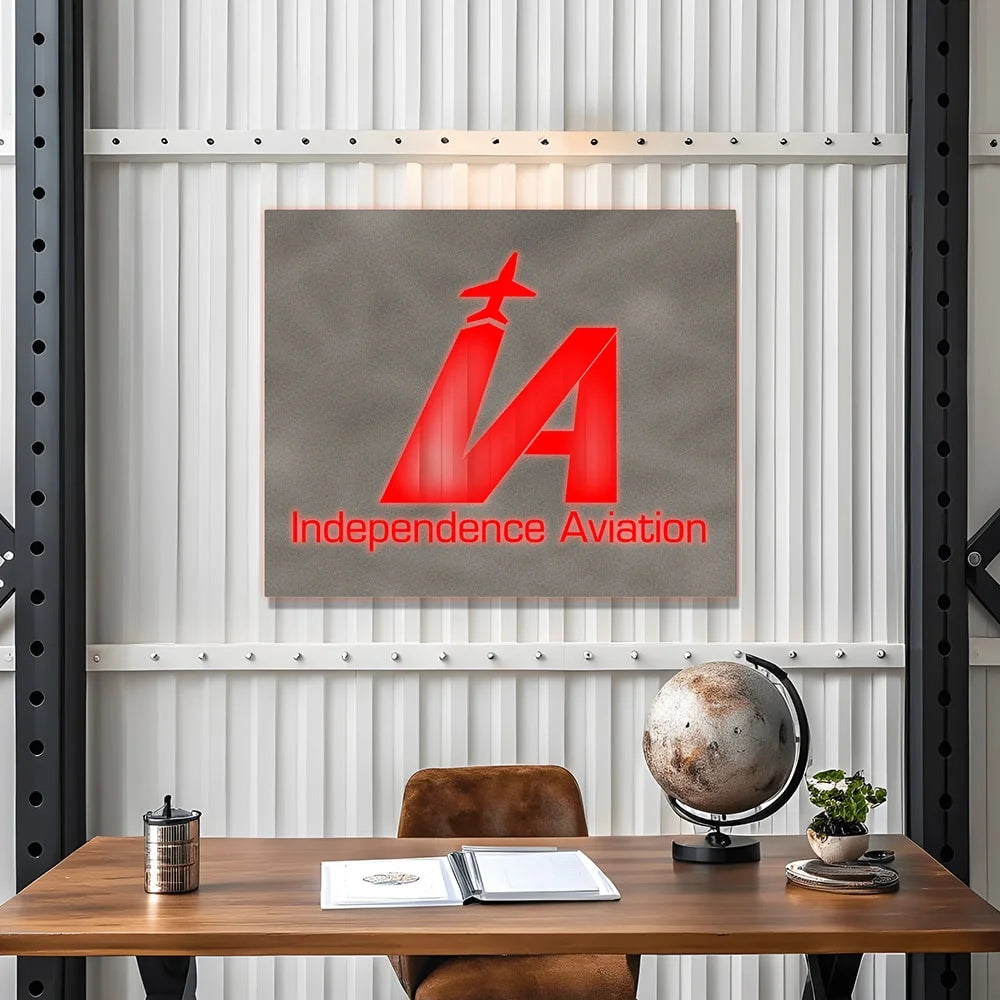 Caja de luz personalizada para negocios - Logotipo metálico retroiluminado en 3D