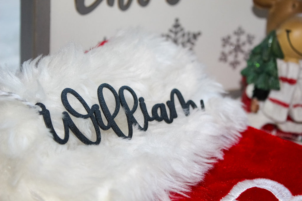 Custom metal Christmas stocking name tags – personalized holiday decor