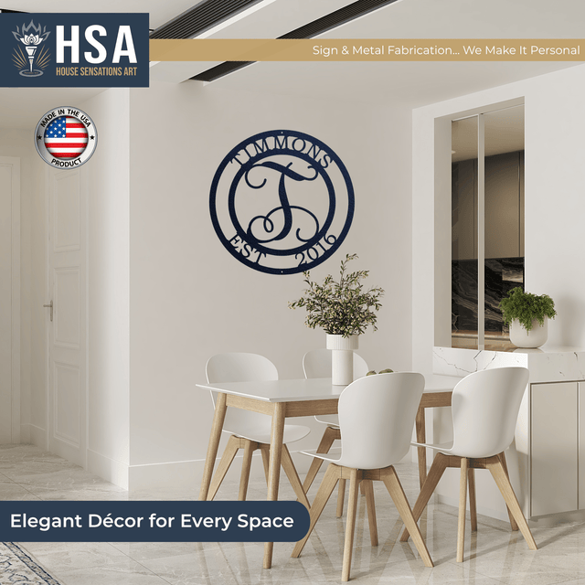 Custom Metal Family Name Sign – Personalized Monogram Wall Art - HouseSensationsArt