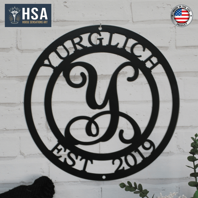 Custom Metal Family Name Sign – Personalized Monogram Wall Art - HouseSensationsArt