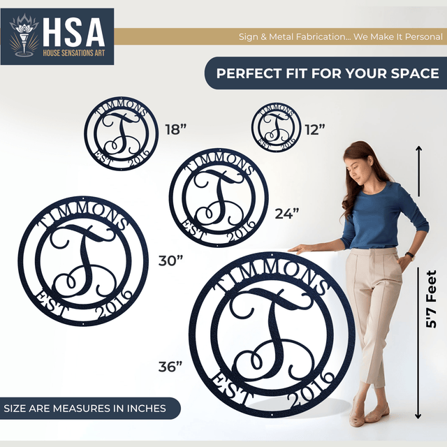 Custom Metal Family Name Sign – Personalized Monogram Wall Art - HouseSensationsArt