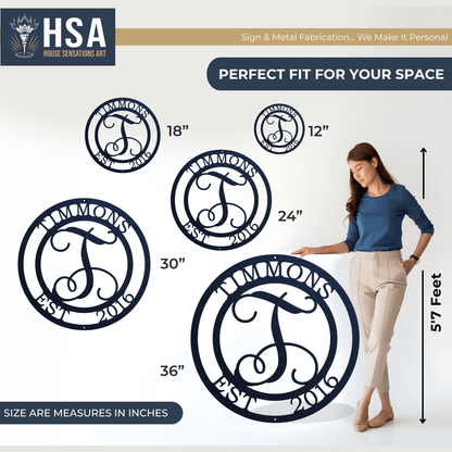 Custom Metal Family Name Sign – Personalized Monogram Wall Art - HouseSensationsArt