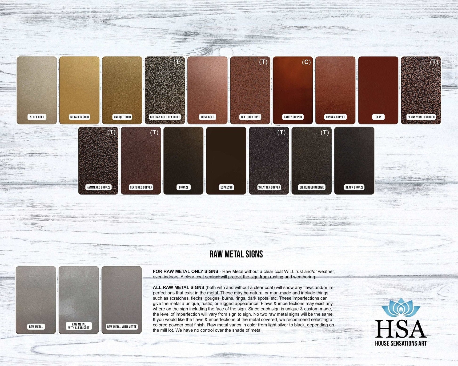 Powder coat color chart showing finishes: Candy or Textured, with colors ranging from sleet gold to misty black bronze.