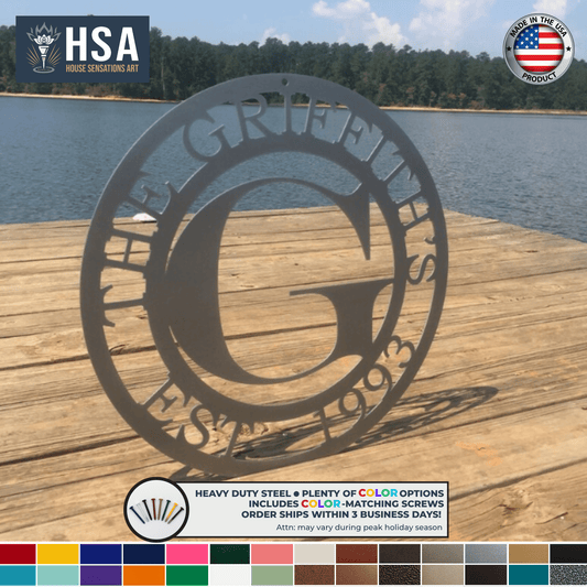 Custom Metal Monogram Family Name Metal Wall Decor Sign Personalized Home Decor, Wedding Anniversary Gift, Outdoor Indoor Metal Art - TTS - HouseSensationsArt