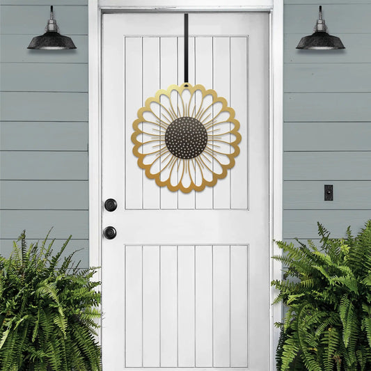 Custom Metal Sunflower Door Wreath - Personalized Door Décor for Home, Garden, and Porch - Durable, Rust - Resistant - Perfect for Every Season - HouseSensationsArt
