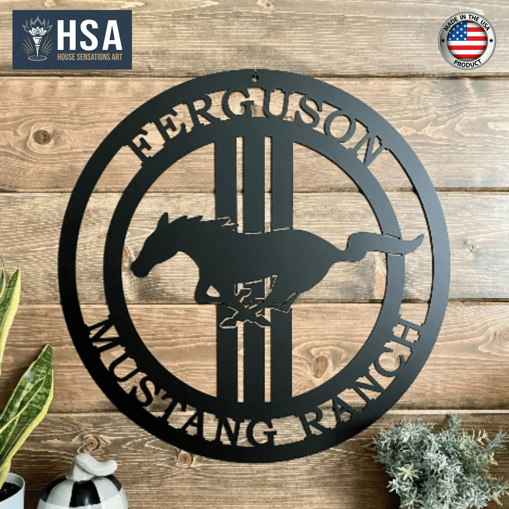 Custom Mustang Horse Ranch Sign – Rustic Decor for Barns & Farms - HouseSensationsArt