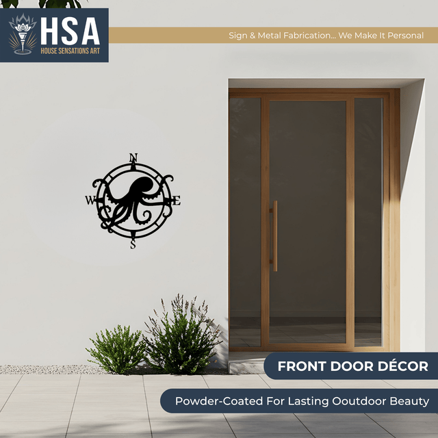 Custom Octopus Compass Sign – Nautical Metal Decor for Homes - HouseSensationsArt