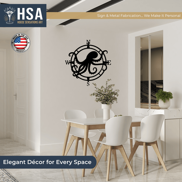 Custom Octopus Compass Sign – Nautical Metal Decor for Homes - HouseSensationsArt