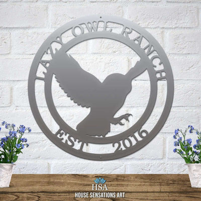 Custom Owl Sign – Personalized Metal House Number Decor - HouseSensationsArt