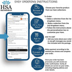 Step-by-step guide for ordering HSA House Sensations Art products on Etsy, shown on smartphone screen, highlighting custom metal sign selection and easy purchase process