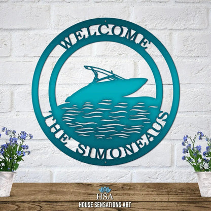 Custom Speedboat Boating Sign | Personalized Metal Wall Decor - HouseSensationsArt