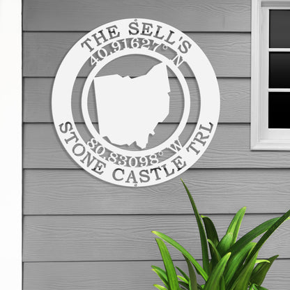 Custom State & Quote GPS Coordinates Sign - Personalized Nautical Wall Art, Family Name & Date - Indoor Outdoor Metal Decor, Housewarming or Wedding Gift for Couples - HouseSensationsArt