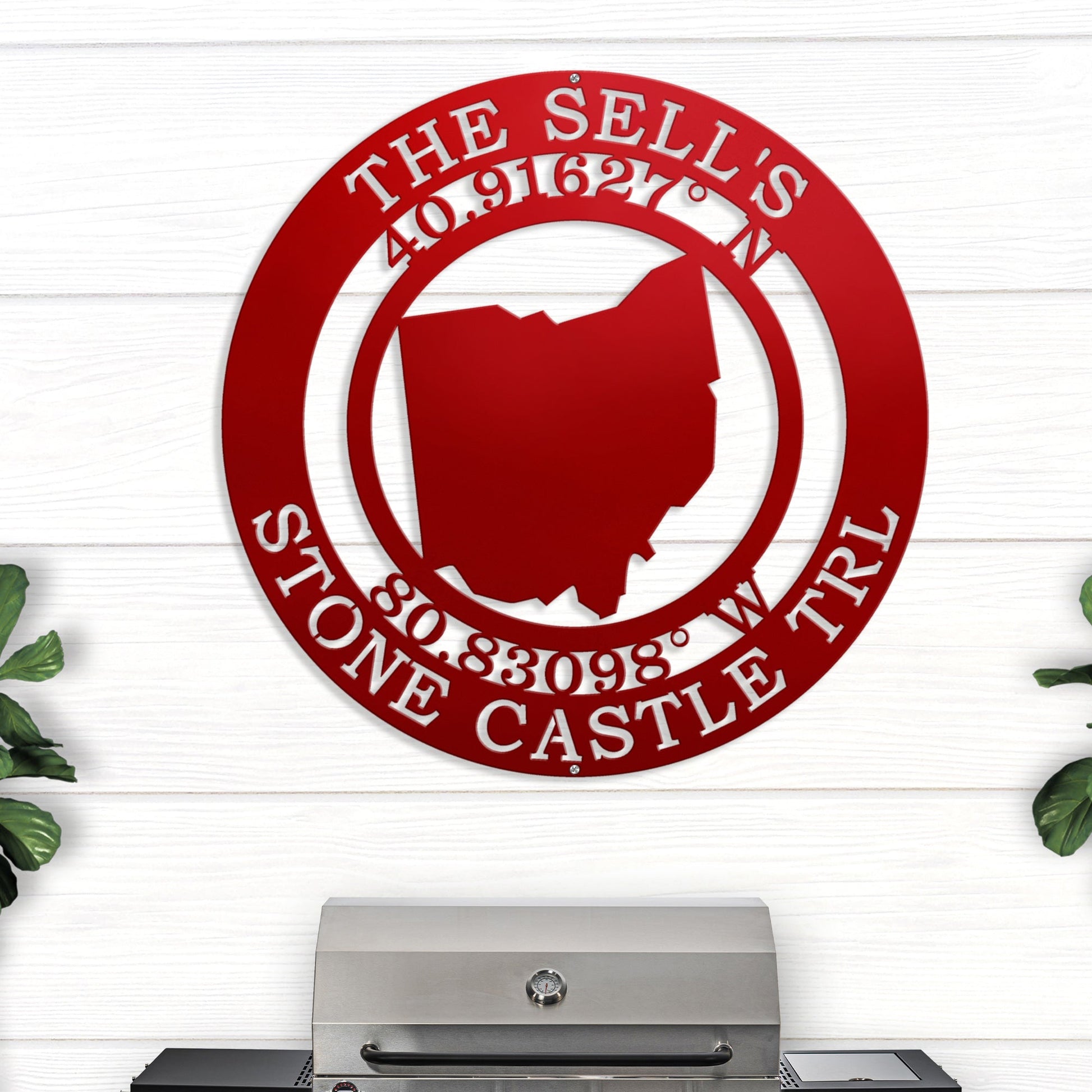 Custom State & Quote GPS Coordinates Sign - Personalized Nautical Wall Art, Family Name & Date - Indoor Outdoor Metal Decor, Housewarming or Wedding Gift for Couples - HouseSensationsArt