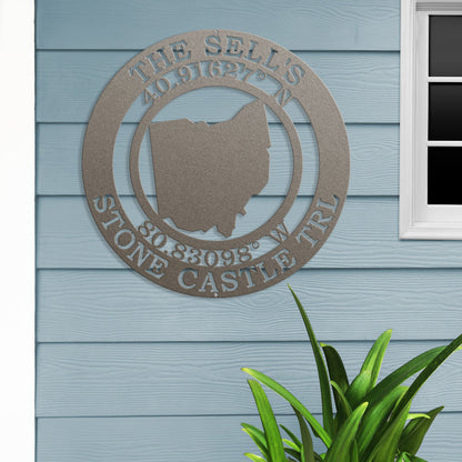 Custom State & Quote GPS Coordinates Sign - Personalized Nautical Wall Art, Family Name & Date - Indoor Outdoor Metal Decor, Housewarming or Wedding Gift for Couples - HouseSensationsArt