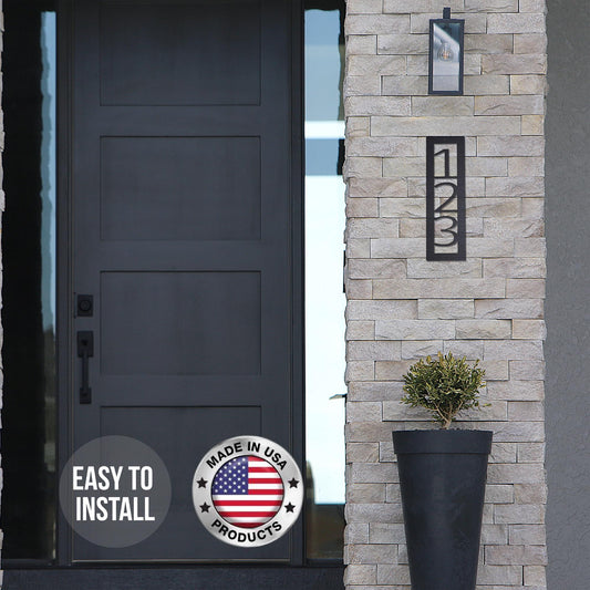Custom Vertical Steel Address Sign – Personalized House Number Plaque for Gate, Mailbox, or Garage - HouseSensationsArt