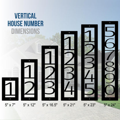 Custom Vertical Steel Address Sign – Personalized House Number Plaque for Gate, Mailbox, or Garage - HouseSensationsArt