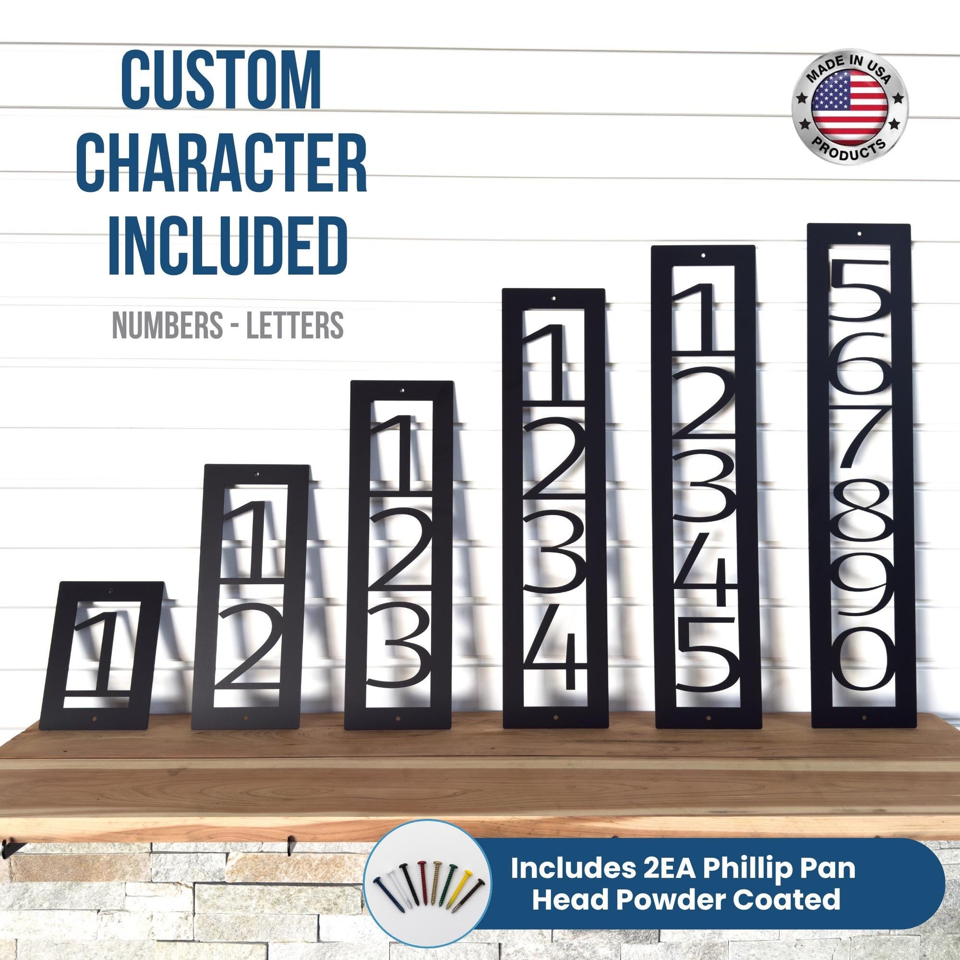 Custom Vertical Steel Address Sign – Personalized House Number Plaque for Gate, Mailbox, or Garage - HouseSensationsArt
