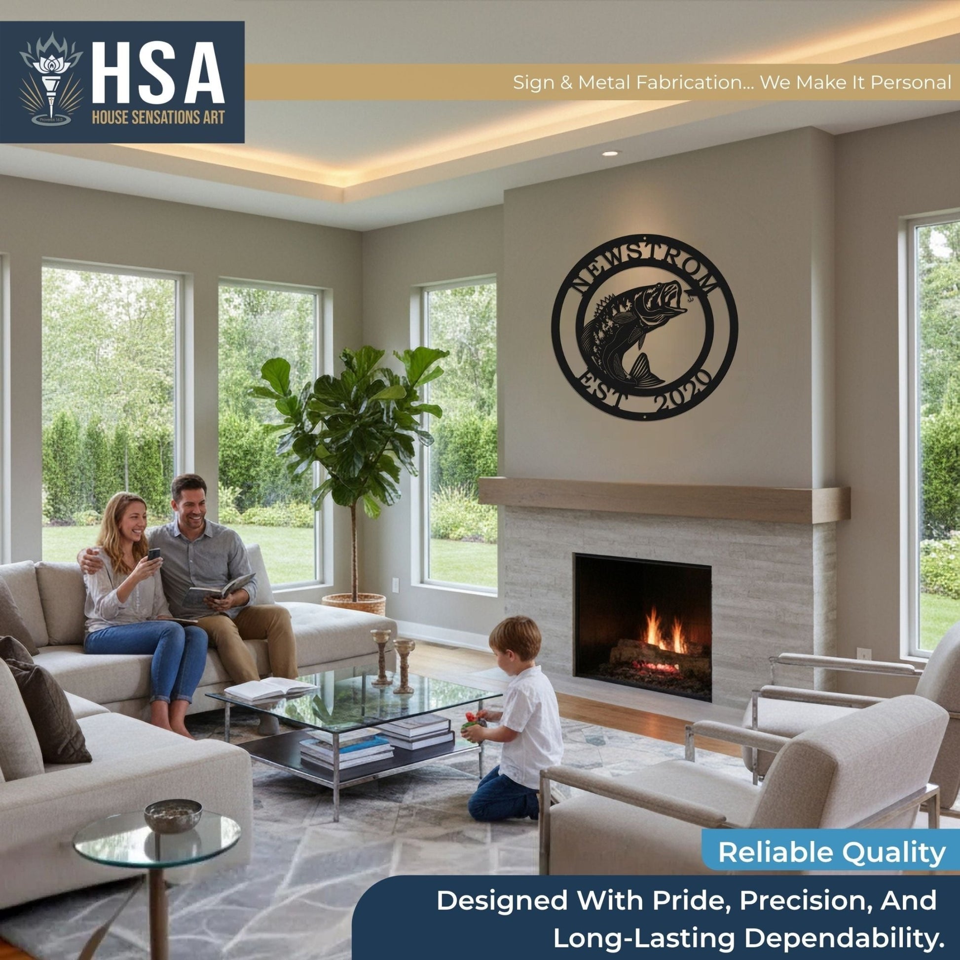 Custom Walleye Fishing Metal Wall Decor Sign, Personalized Lake House Decor, Metal Fish Wall Art, Boat Cabin Sign - TTS - HouseSensationsArt